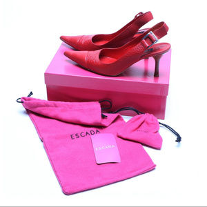 Red Escada Leather Slingback Heels Size 7.5